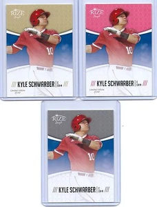 LOT of 3 KYLE SCHWARBER 2014 LEAF RIZE PINK/GOLD PARALLEL LIMITED to 200 Rookie - Picture 1 of 2