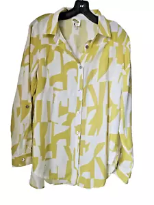 Blusa Mujer Higo y Flor Talla M Color Blanco y Amarillo Verde Rayas Nueva - Imagen 1 de 2