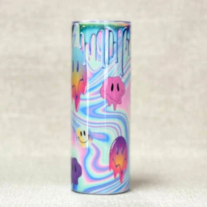 Custom Melting Smiley Face Tumbler 20 Oz With Lid And Straw Insulated - Picture 1 of 2