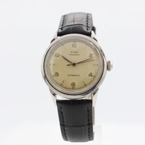 Vintage 34mm Cyma Tavannen Herren Stoßstange Automatik Armbanduhr 420 Schweizer Stahl - Bild 1 von 6