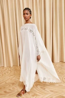 Ulla Johnson $650 Jourdana Coverup Cotton Lace Swim Coverup Dress Kaftan; M/L - Image 1 of 4