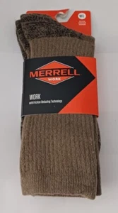 Men's Merrell Work Brown 1 Pair Sock Size M/ L New With Tags (Wool Blend) - Picture 1 of 6