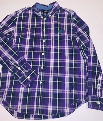 Легкая фиолетовая клетчатая рубашка с длинным рукавом на пуговицах для мальчиков Chaps размер 14–16 - Изображение 1 из 3