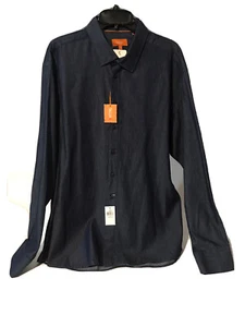 Tallia Orange Brand Blue Denim Button Down Shirt Size XLG 17.5 NWT - Picture 1 of 8