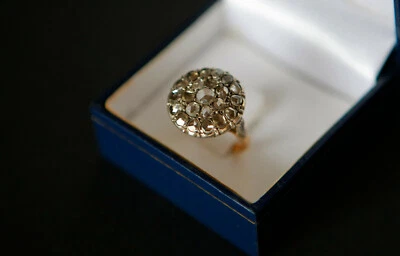 Anello stile VINTAGE in ORO e argento con pavè di diamanti ROSA CORONE' - Immagine 1 di 3