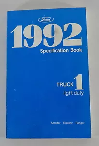 Libro De Tablas Ford Aerostar, Explorer, Ranger Año De Modelo 1992 - Imagen 1 de 2