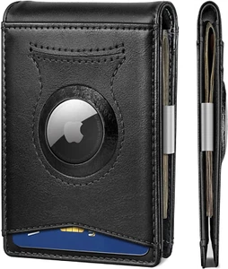 Cartera para hombre Airtag con bolsillo frontal delgado y clip para billetes - Picture 1 of 12