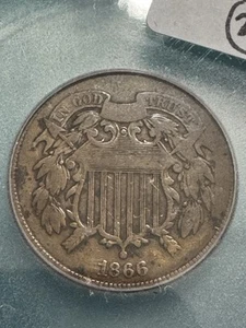 1866 Two Cent Piece, ICG Fine Details, Free shipping - Picture 1 of 3