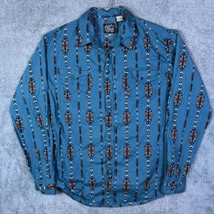 Roper Shirt Men XL Aztec Western All Over Print USA Brushpopper Checotah Vintage - Picture 1 of 10
