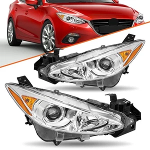 For 2014 2015 2016 Mazda 3 Projector Clear Halogen Right & Left Headlight Set - Picture 1 of 6
