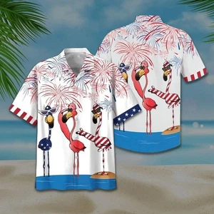 Camisa Hawaiana Estampado Flamenco Americano 3d Mejor Precio Sobre Estampado Regalo Halloween - Imagen 1 de 3