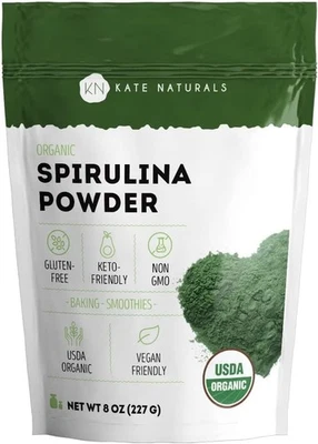 Kate Naturals Organic Spirulina Powder for Immune Support and Antioxidants... - Изображение 1 из 4