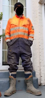 mens PORTWEST Orange & Blue Hi Vis work overalls boilersuit 42-44" Chest 31" Leg - Image 1 of 4