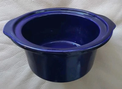 Vintage Hamilton Beach Replacement Round Cobalt Blue Crockpot Stoneware 5 Qt Max - Image 1 of 4