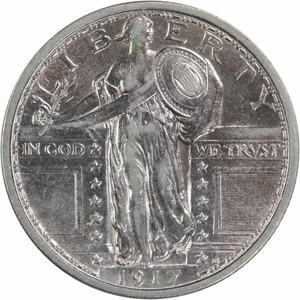 1917-D Standing Liberty Silver Quarter Type 1 AU Uncertified #703 - Bild 1 von 2