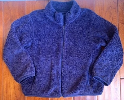 Uniqlo Kids Jacket Unisex 7-8 Blue Fluffy Yarn Fleece Full-Zip Sherpa Cozy Warm - Image 1 of 4