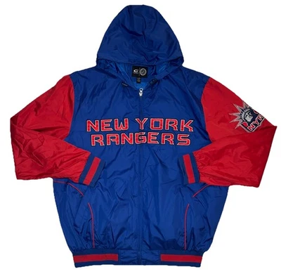 New York Rangers Hooded Bomber Jacket Mens XL NHL Hockey G III Carl Banks Lined - Image 1 of 4