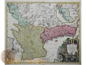Scaniae – Old Map of Southern Sweden by Johann Baptist Homann, 1720 - Picture 1 of 1