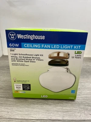 Kit de luz única Westinghouse 7785200, blanco/marrón/bronce frotado con aceite, 8-1/4" de ancho Foto 1 de 3