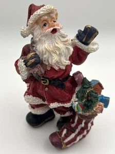 Statuina Babbo Natale in resina vintage in borsa calza 5" Natale festività stagionali - Foto 1 di 12
