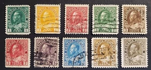 Stamps Canada Used: #104-120 1c-50c Geo. V Admirals partial set of 10  F-VF Used - Picture 1 of 1
