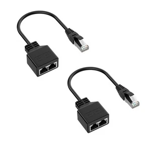 RJ45 Splitter Adapter LAN Ethernet Extender 1 Stecker auf 2 Buchsen Kabel f9018 - Zdjęcie 1 z 7