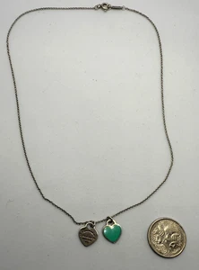Tiffany Blue Sterling Silver and Enamel Double Heart Tag Pendant Genuine 925 - Picture 1 of 14