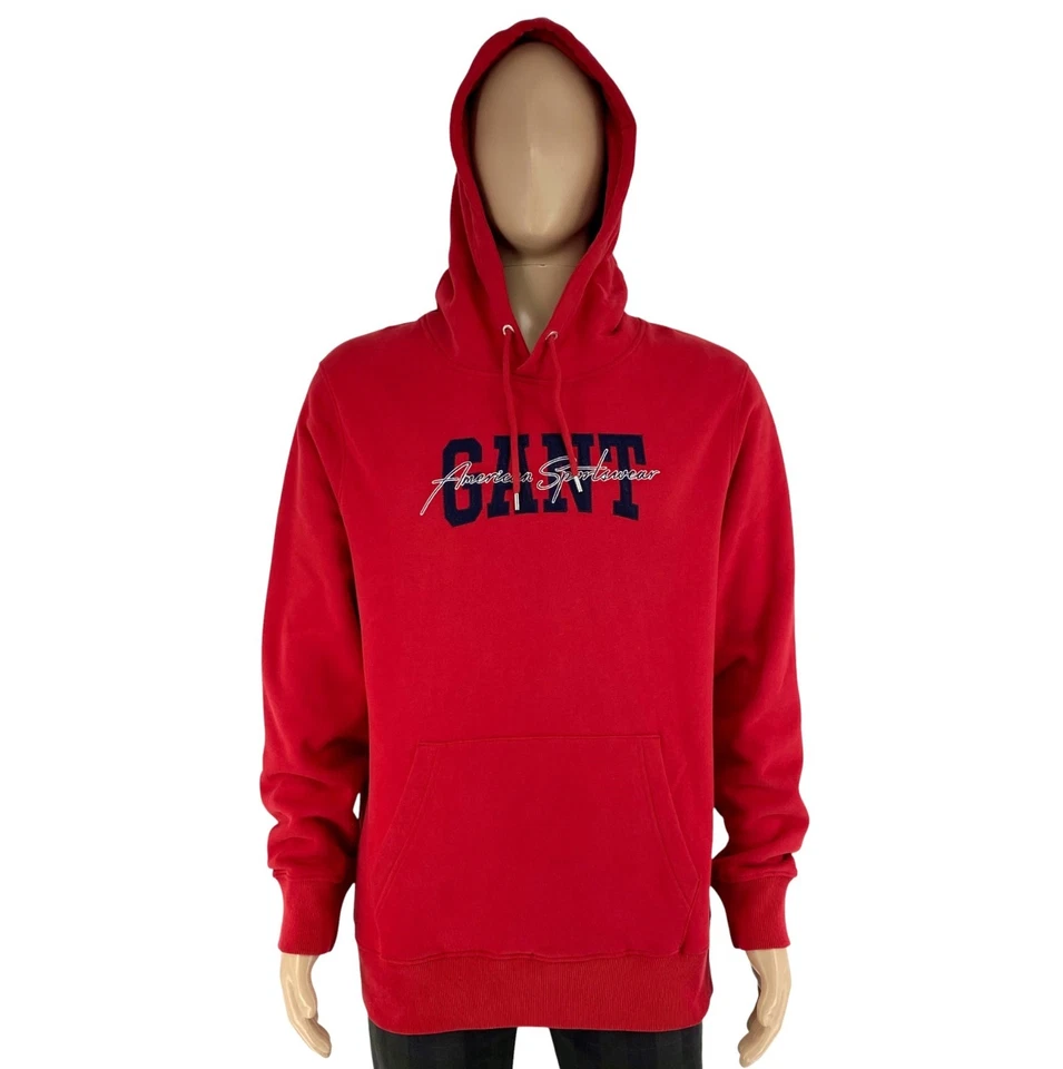 Gant Homme Sweat À Capuche Script Rouge Taille L - Photo 1/4