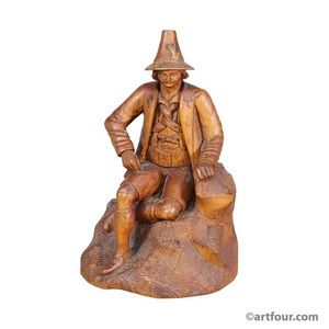 Antigua escultura de granjero tirolesa tallada a mano, aprox. 1880 - Imagen 1 de 8