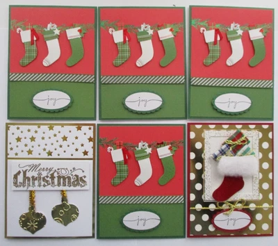 Stampin Up! HANDMADE Greeting CARD Christmas Boots (6count) - Image 1 of 4