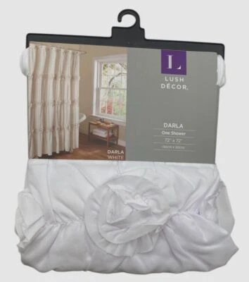 Lush Décor White Darla Texture Shower Curtain Size 72" x 72" - Image 1 of 2