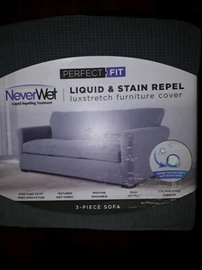 PERFECT FIT LIQUID &STAIN REPEL 3-PIECE SOFA COVER - Picture 1 of 11