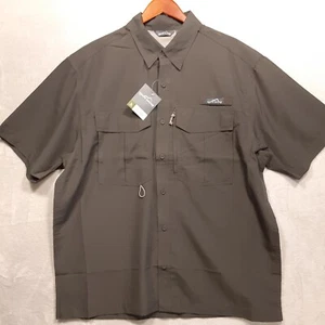 Eddie Bauer Mens PFG Short Sleeve Button Shirt Sz.XL/Gray/UV-50/Fishing/Outdoor - Picture 1 of 11
