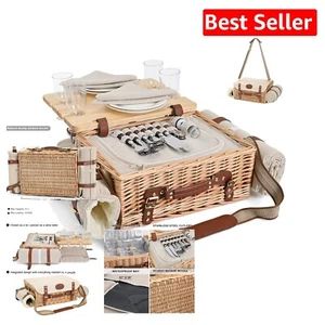 Romantic Outdoor Picnic Basket for Couples with Insulated Gear & Tableware - Picture 1 of 11