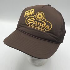 Vintage Sands Hotel and Casino More Fun Brown Snapback Hat Cap Trucker Mesh