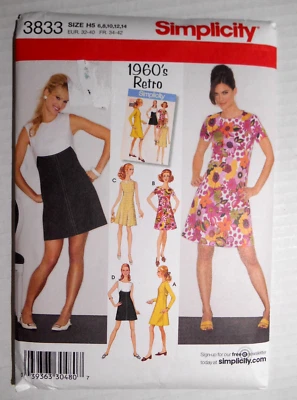 Simplicity 1960's Retro Sewing Pattern 3833 Misses' Petite Dress 6-14 - Uncut - Image 1 of 2