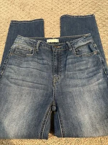 Harper Heritage High Rise Straight Jeans Women's 29 Blue Frayed Hem Distressed - Picture 1 of 5