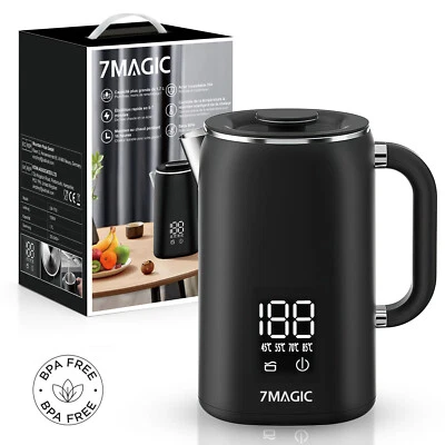 7MAGIC Edelstahl Wasserkocher 1500 Watt mit 45-100C Temperaturwahl LED Beleuchtung