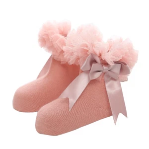Calcetines con volantes para bebés niñas bebés niños princesa tobillo moño con volantes calcetín de encaje - Imagen 1 de 12