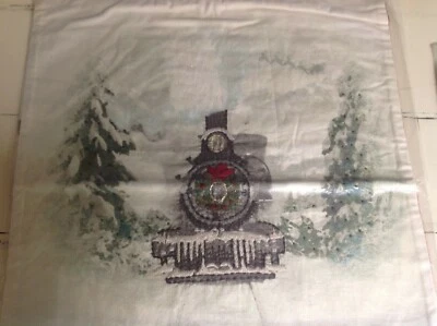 FUNDA ALMOHADA TREN PAPÁ Noel nostálgico cerámica granero 20" Bordado Navidad NUEVO Foto 1 de 3
