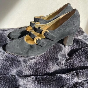 Valentina Rangoni | Black Suede Mary Jane 2" Heels | Black Size 6.5 - Picture 1 of 7