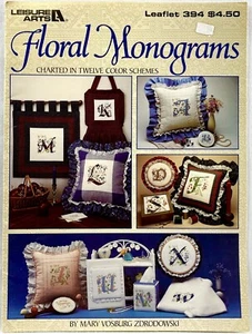 1985 Leisure Arts Floral Monograms 394 Counted Cross Stitch Pattern Book 15586 - Bild 1 von 10