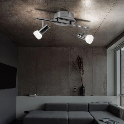 Spot Lampada Da Soffitto LED In Vetro Regolabile Per Ufficio Cromato - Immagine 1 di 4