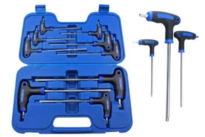 Torx 9 Piece Long Reach T Handle Magnetic  Star TRX Key Chrome Vanadium Key Set - Picture 1 of 4