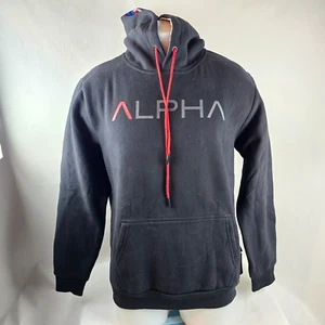Alpha Defense Co Sweatshirt Mens Medium Black Alpha Flag Hood Hoodie Patriotic - Picture 1 of 13