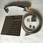 Large Square Stainless Steel Shower Head Extension with Shower Arm and Hose Kit