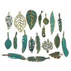 Lot de 14 mélanges feuilles de patine rétro alliage charme pour pendentif boucles d'oreilles bricolage artisanat 3-5 cm