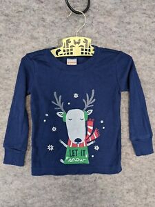 Gymboree Top Infant Boys 18 24 Months Blue Knit Christmas Reindeer Let It Snow