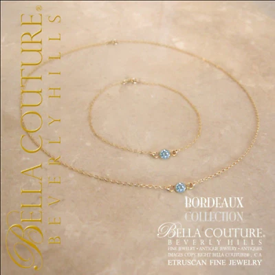 $590 BELLA AAA+ AQUAMARINE 18K GOLD VICTORIAN NECKLACE VTG PENDANT CHARM 14K - Image 1 of 4