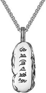 Collana Uomo Tibetano Buddista Protezione Amuleto Ciondolo Acciaio Inox 24" - Foto 1 di 4
